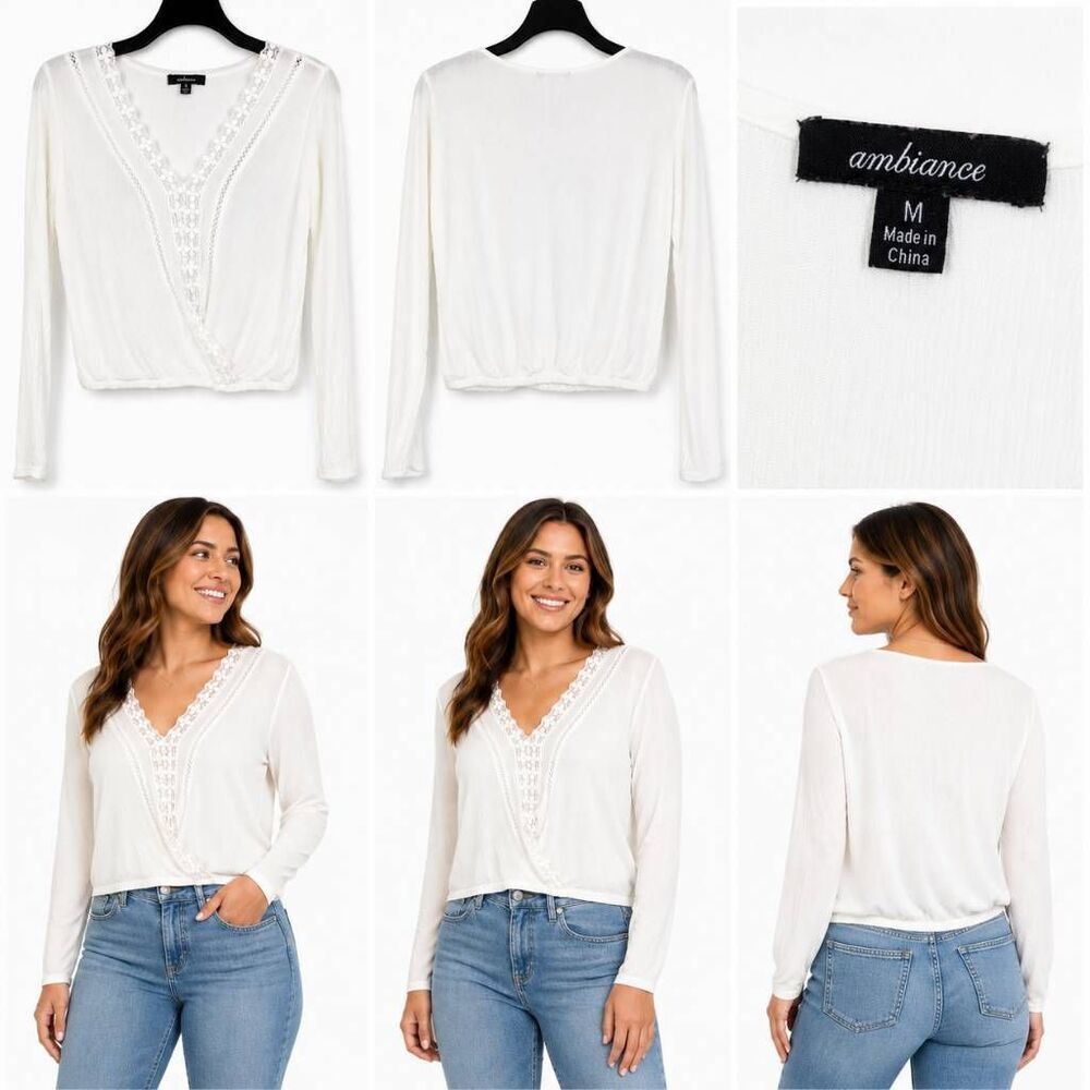 Ambiance White Lace Crop Top M